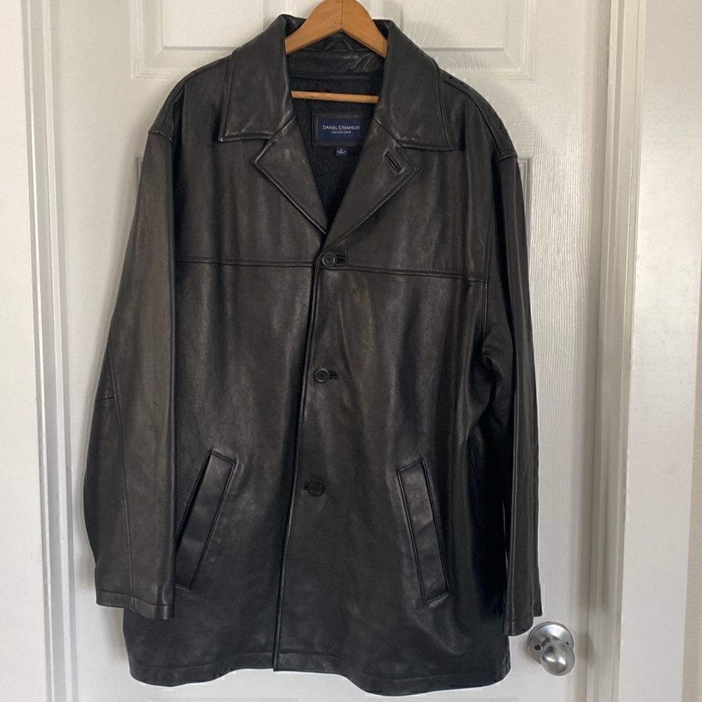 Daniel Cremieux Men’s Black Genuine Lamb Skin Leather Jacket Wool Lining Size L